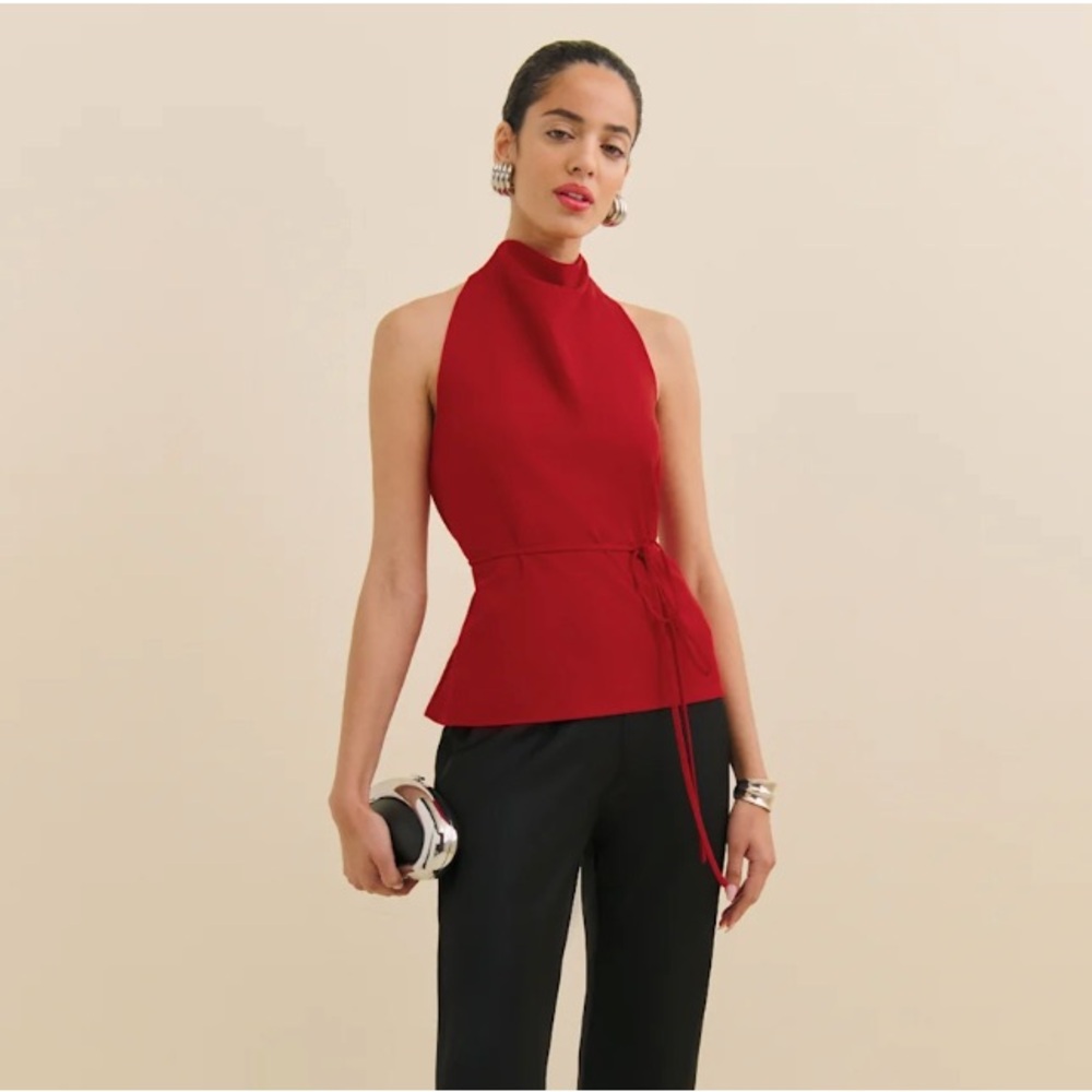 Reformation Red Halter Blouse